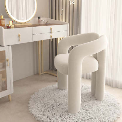 Nordic Cream Metal Velvet Vanity Stool