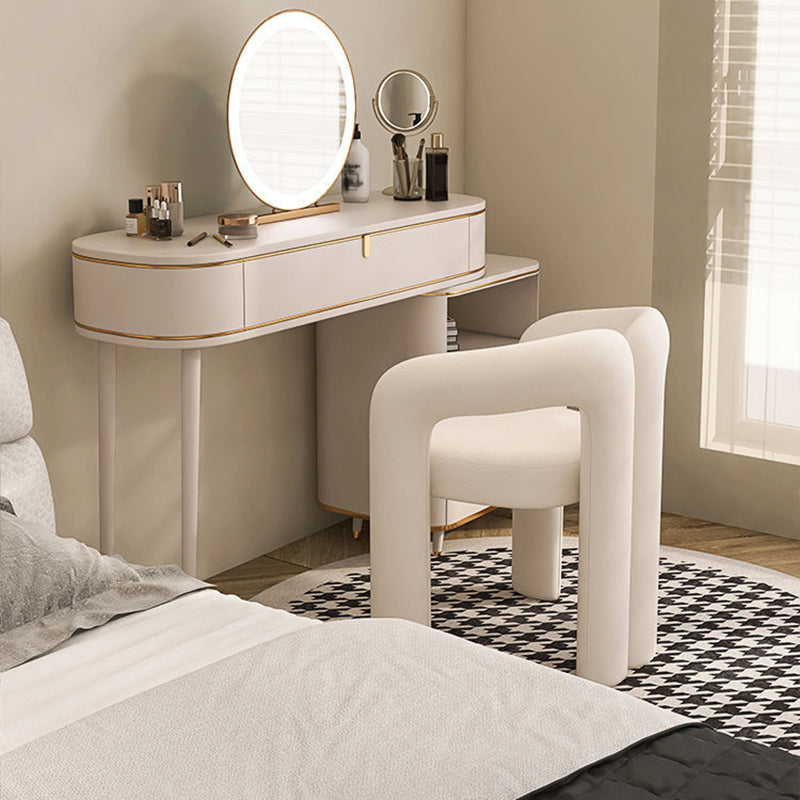 Nordic Cream Metal Velvet Vanity Stool