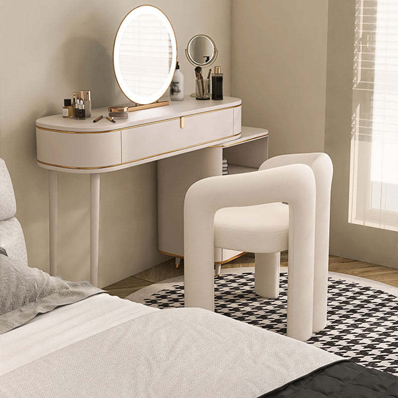 Nordic Cream Metal Velvet Vanity Stool