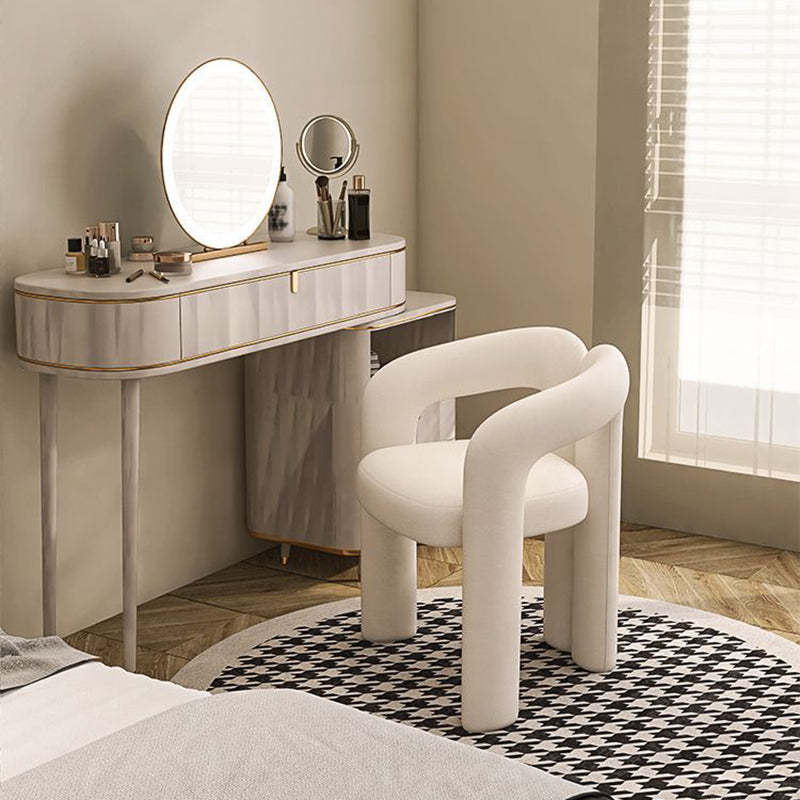 Nordic Cream Metal Velvet Vanity Stool — Gray