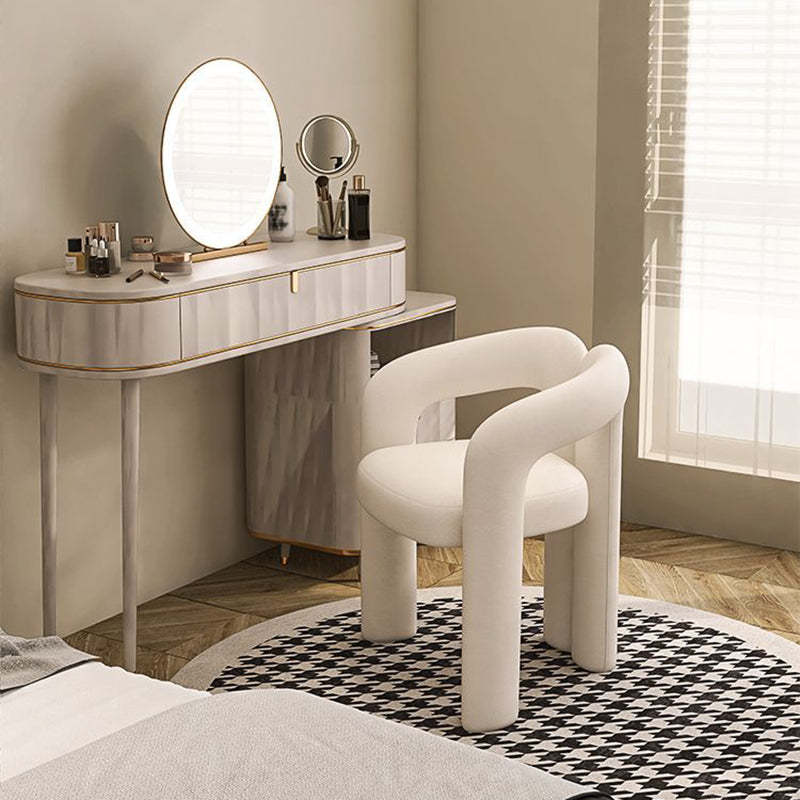 Nordic Cream Metal Velvet Vanity Stool — Gray