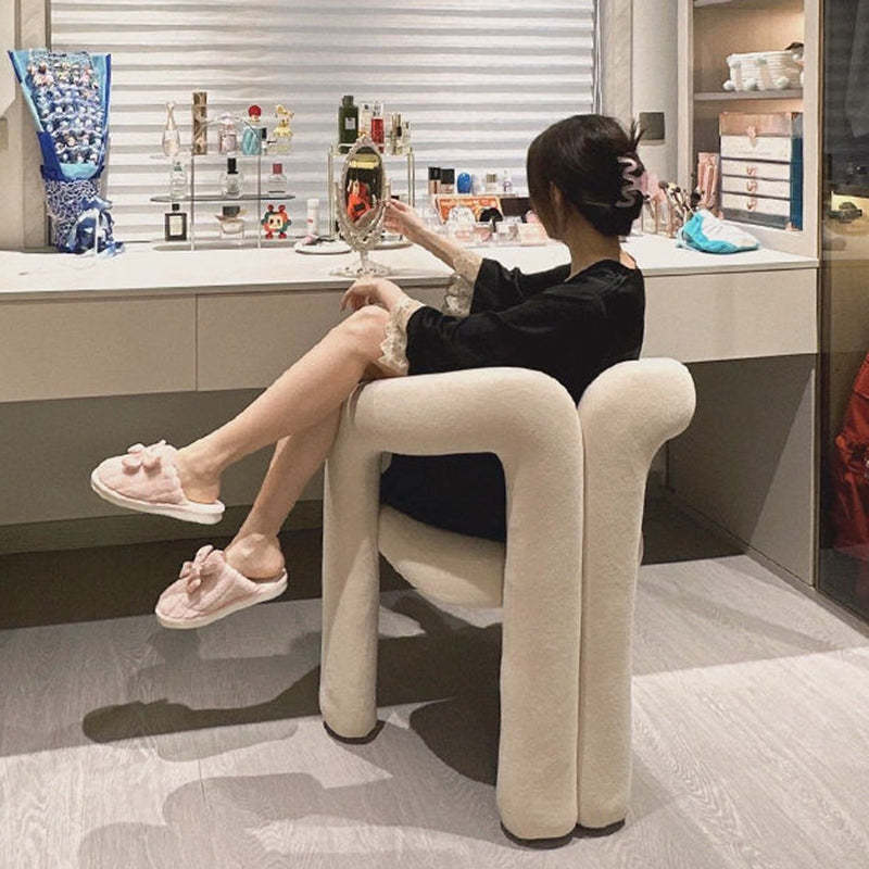 Nordic Cream Metal Velvet Vanity Stool
