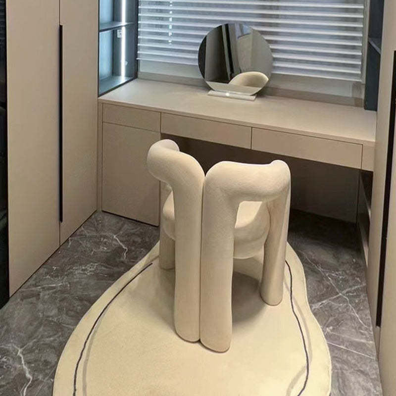 Nordic Cream Metal Velvet Vanity Stool