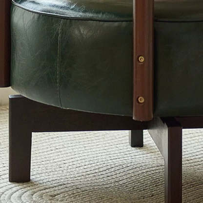 Vintage Swivel Wood Leather Chair