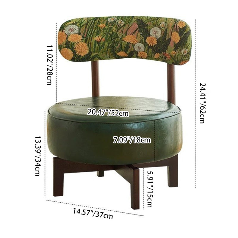Vintage Swivel Wood Leather Chair — Green + Dandelion