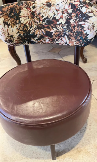 Vintage Swivel Wood Leather Chair