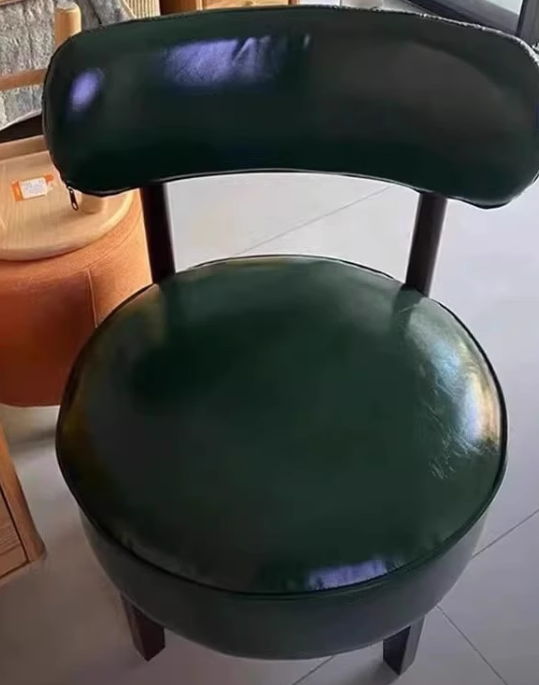 Vintage Swivel Wood Leather Chair