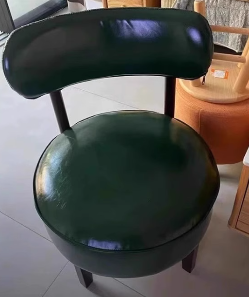 Vintage Swivel Wood Leather Chair