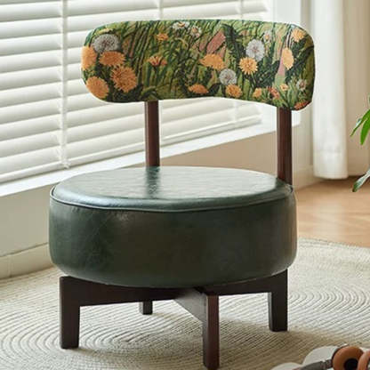 Vintage Swivel Wood Leather Chair