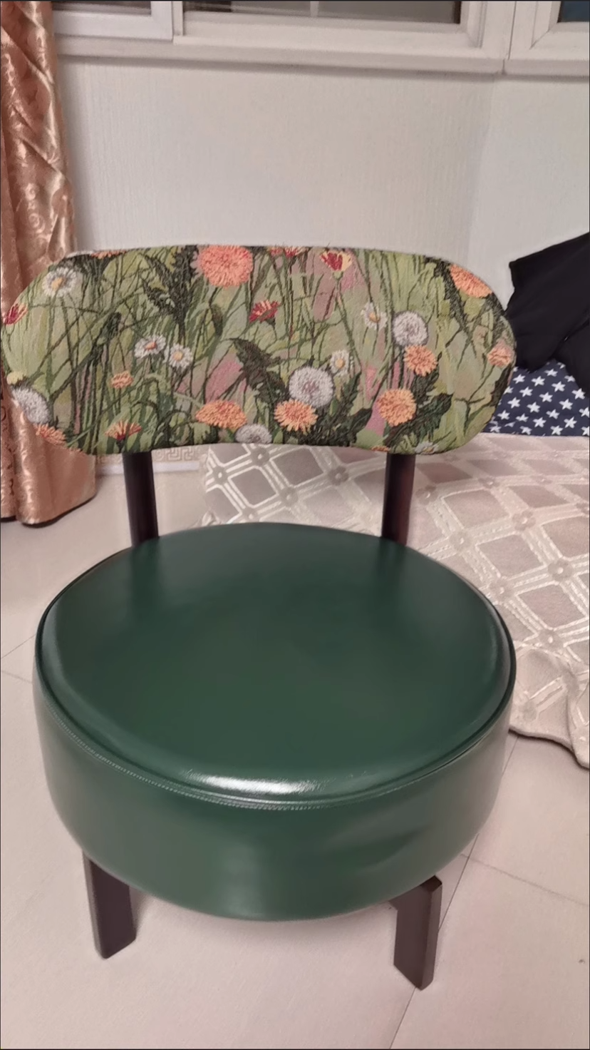 Vintage Swivel Wood Leather Chair