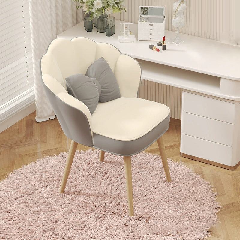 Art Deco Petal Velvet Wood Vanity Stool — Rotatable Model / Pink