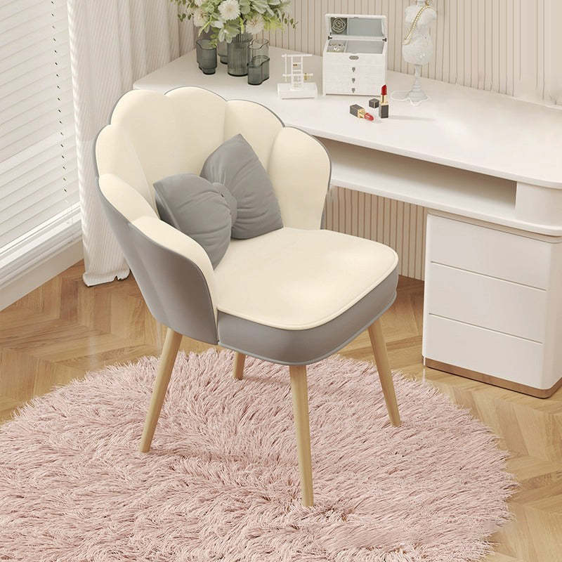 Art Deco Petal Velvet Wood Vanity Stool — Rotatable Model / Pink