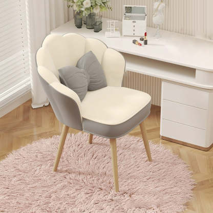 Art Deco Petal Velvet Wood Vanity Stool — Rotatable Model / Pink