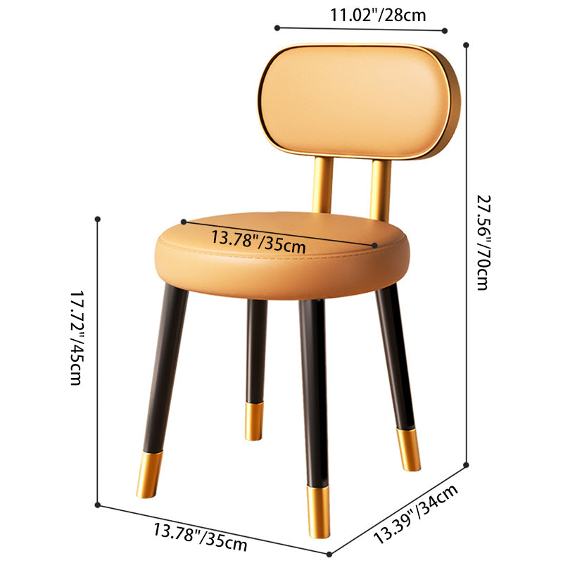 Nordic Steel Leather Dining Chair — Gold Frame + Gray Backrest Orange Seat