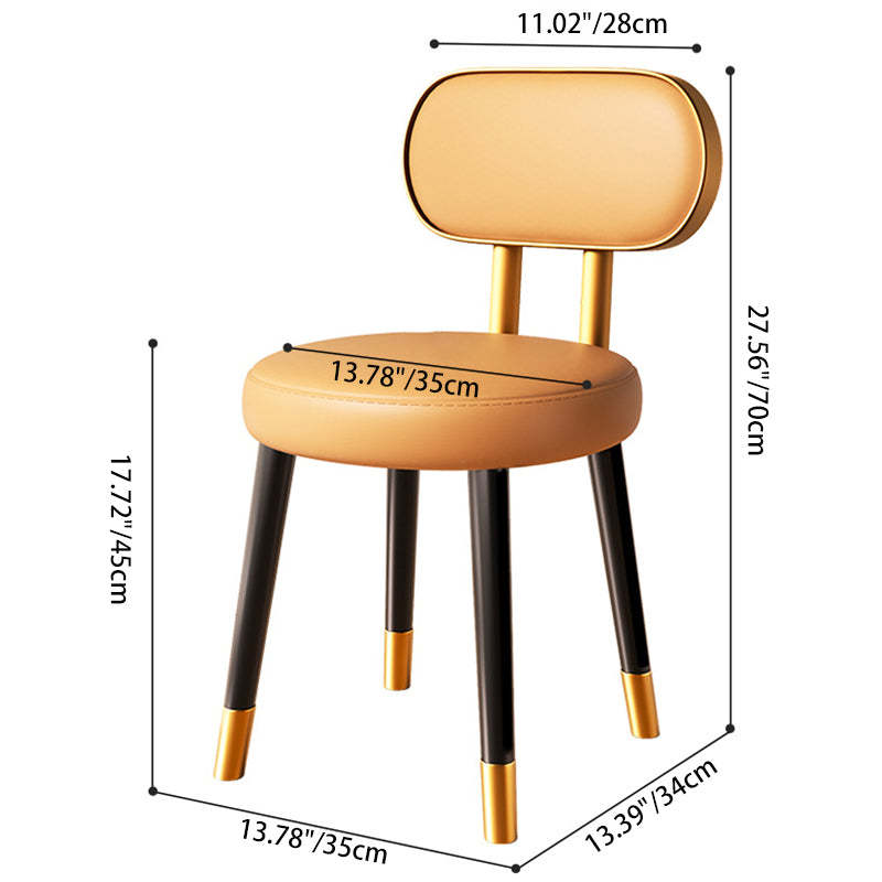 Nordic Steel Leather Dining Chair — Gold Frame + Gray Backrest Orange Seat