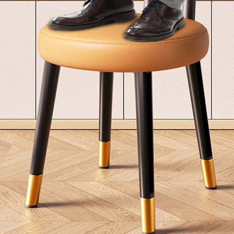 Nordic Steel Leather Dining Chair — Gold Frame + Gray Backrest Green Seat
