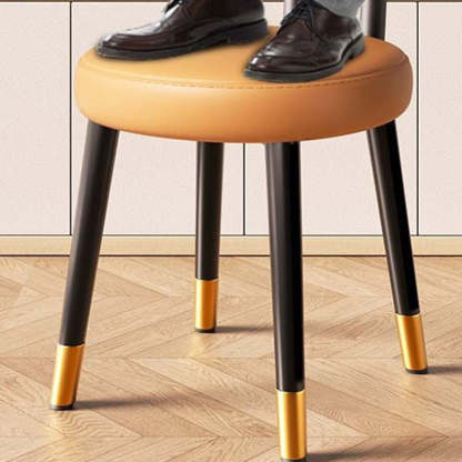 Nordic Steel Leather Dining Chair — Gold Frame + Gray Backrest Green Seat