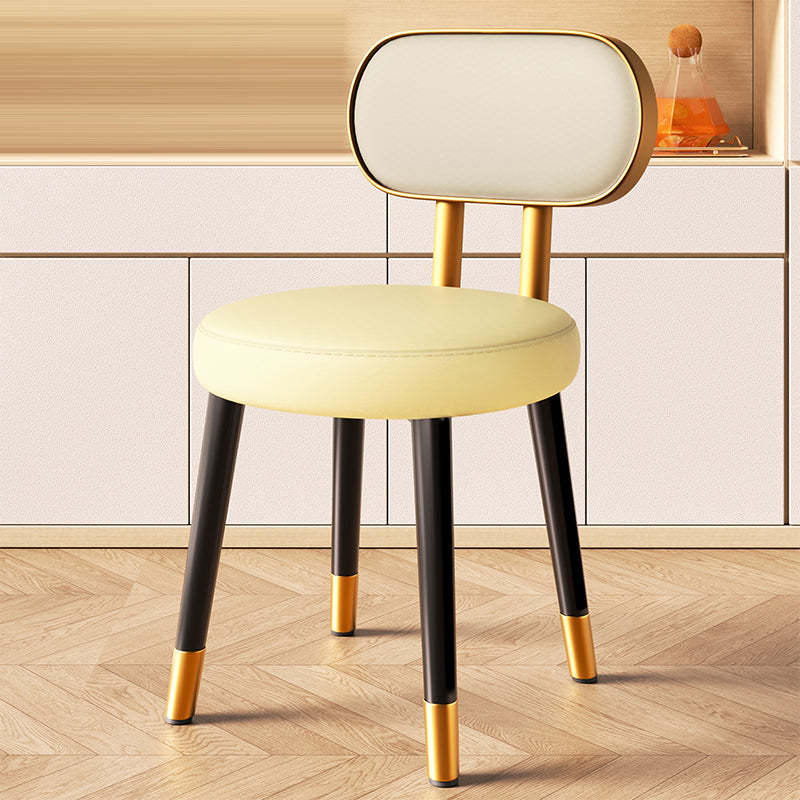 Nordic Steel Leather Dining Chair — Black Frame + Orange Backrest Orange Seat