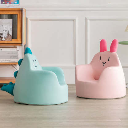 Contemporary Baby Rabbit Dinosaur Bear Leather Accent Chair — Beige