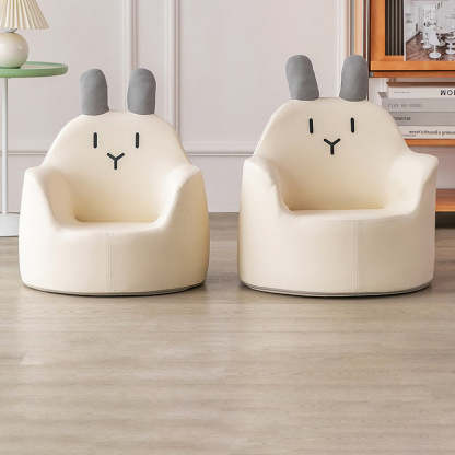 Contemporary Baby Rabbit Dinosaur Bear Leather Accent Chair — Pink