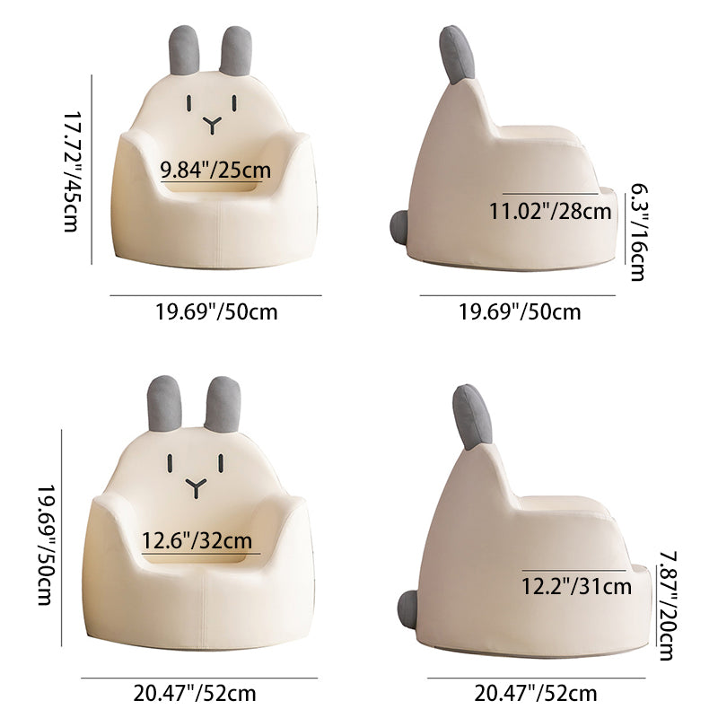 Contemporary Baby Rabbit Dinosaur Bear Leather Accent Chair — Beige Dinosaur