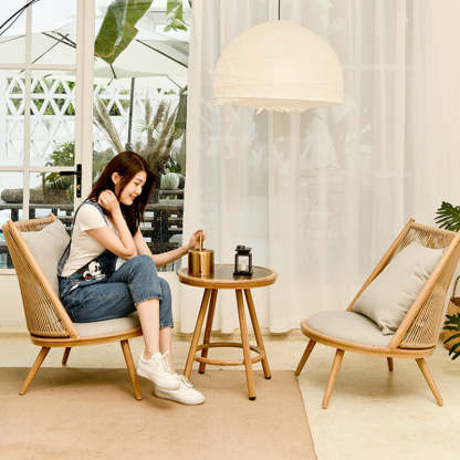 Traditional Rustic Aluminum Rattan Accent Chair