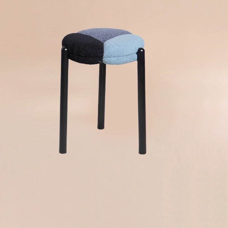 Minimalist Round Metal Teddy Velvet Chair