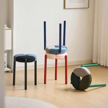 Minimalist Round Metal Teddy Velvet Chair