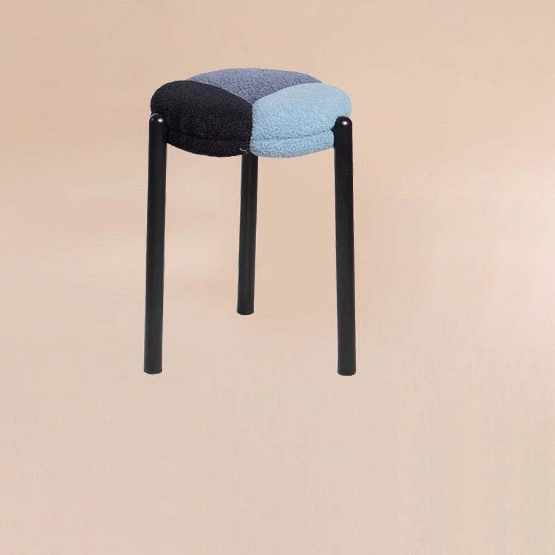 Minimalist Round Metal Teddy Velvet Chair