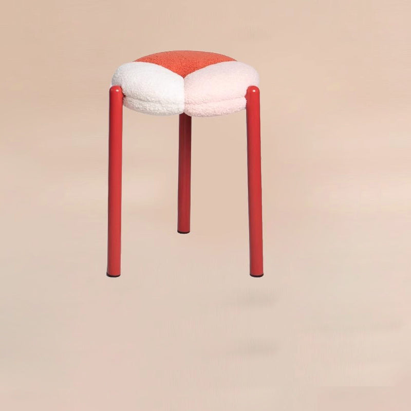 Minimalist Round Metal Teddy Velvet Chair