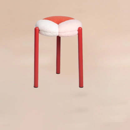 Minimalist Round Metal Teddy Velvet Chair