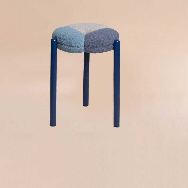Minimalist Round Metal Teddy Velvet Chair