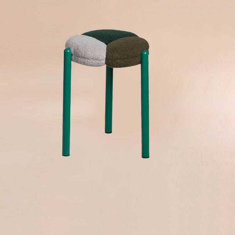 Minimalist Round Metal Teddy Velvet Chair