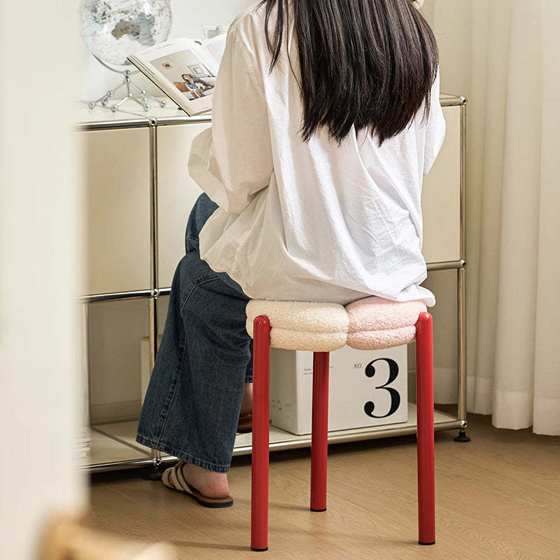 Minimalist Round Metal Teddy Velvet Chair