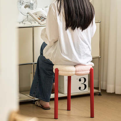 Minimalist Round Metal Teddy Velvet Chair