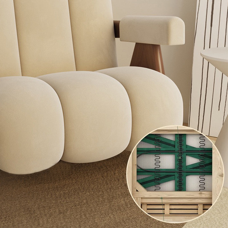 Nordic Cream Wood Fabric Accent Chair — Purple