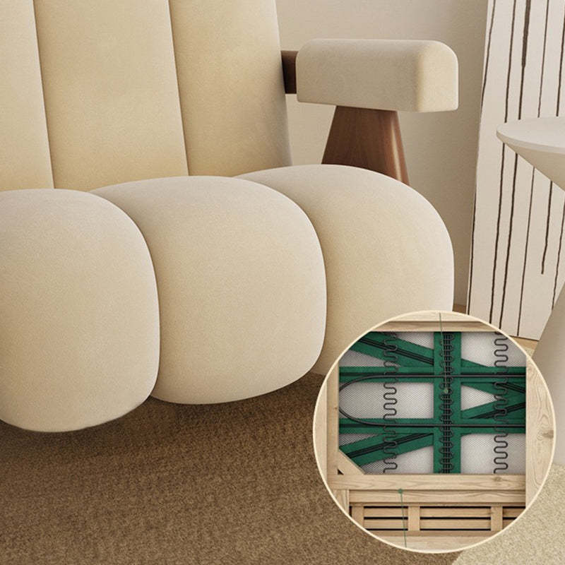 Nordic Cream Wood Fabric Accent Chair — Purple