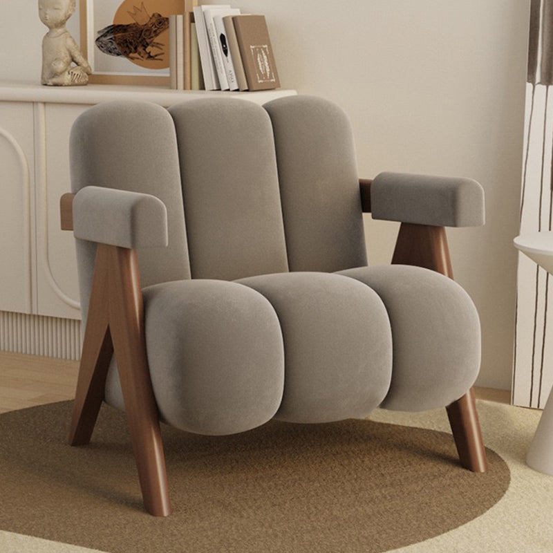 Nordic Cream Wood Fabric Accent Chair