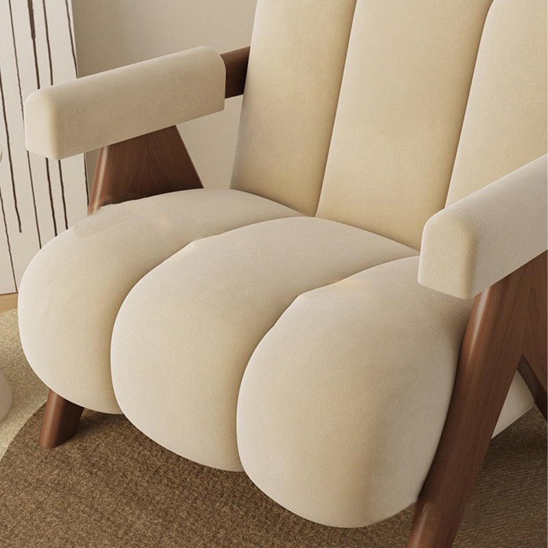 Nordic Cream Wood Fabric Accent Chair