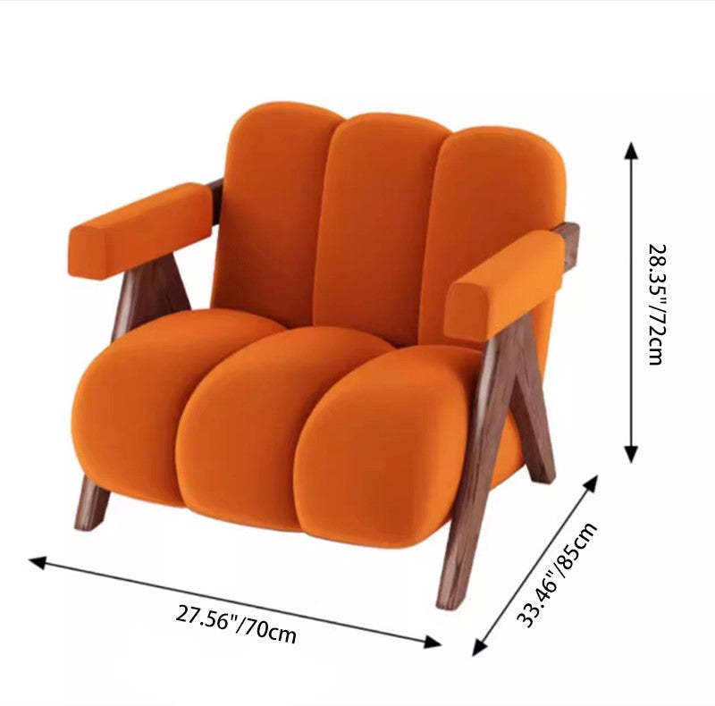 Nordic Cream Wood Fabric Accent Chair — Gray