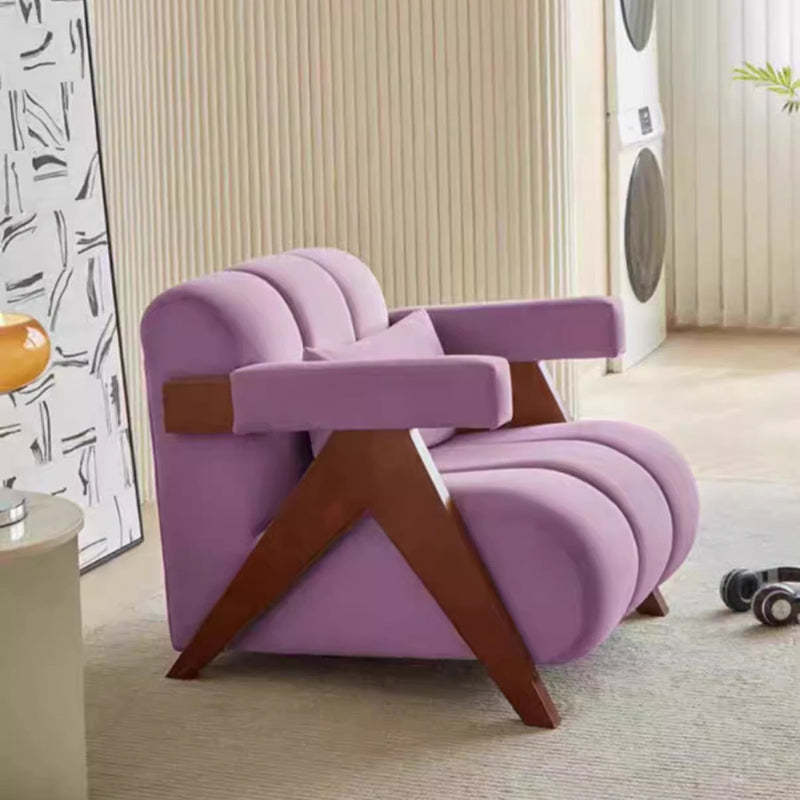 Nordic Cream Wood Fabric Accent Chair — Orange