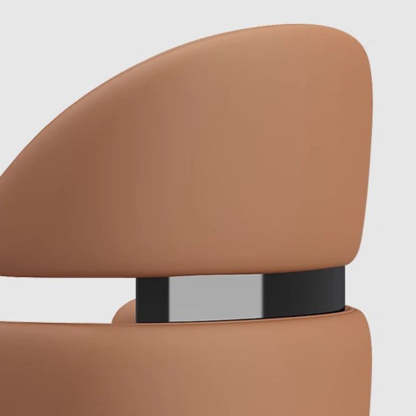 Minimalist Curved Metal Leather Dining Chair