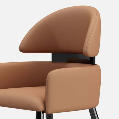 Minimalist Curved Metal Leather Dining Chair