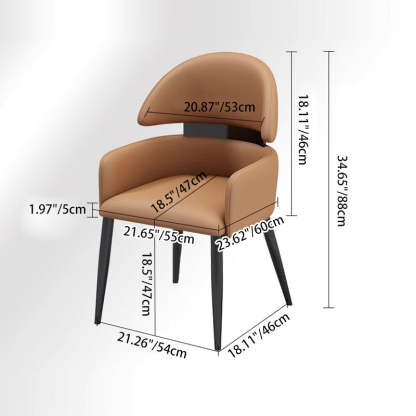 Minimalist Curved Metal Leather Dining Chair