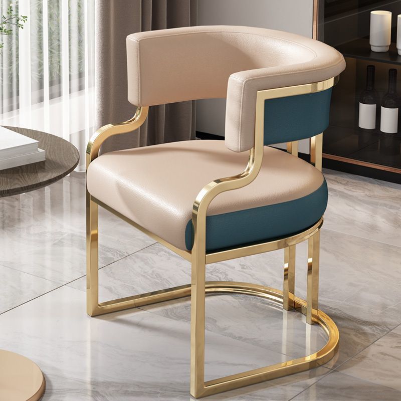 Modern Semicircle Metal Leather Dining Chair