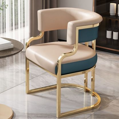 Modern Semicircle Metal Leather Dining Chair
