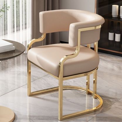 Modern Semicircle Metal Leather Dining Chair