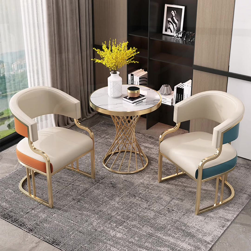 Modern Semicircle Metal Leather Dining Chair