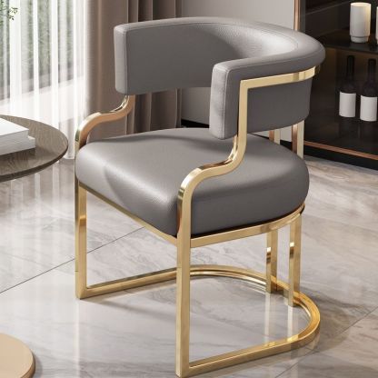 Modern Semicircle Metal Leather Dining Chair