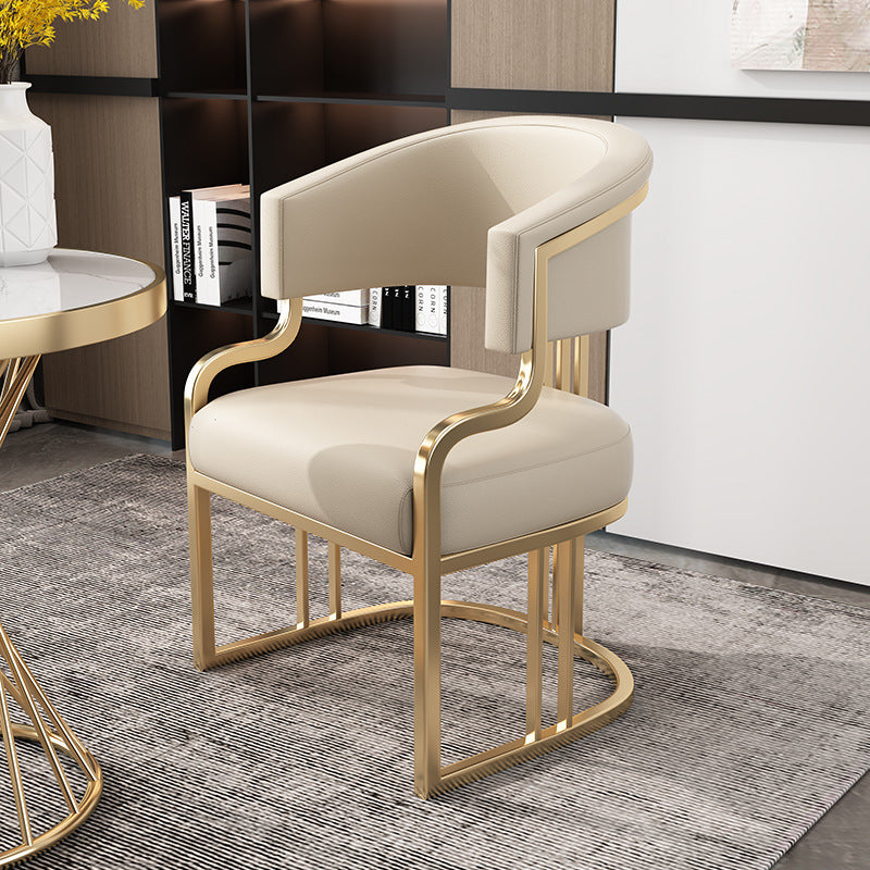 Modern Semicircle Metal Leather Dining Chair